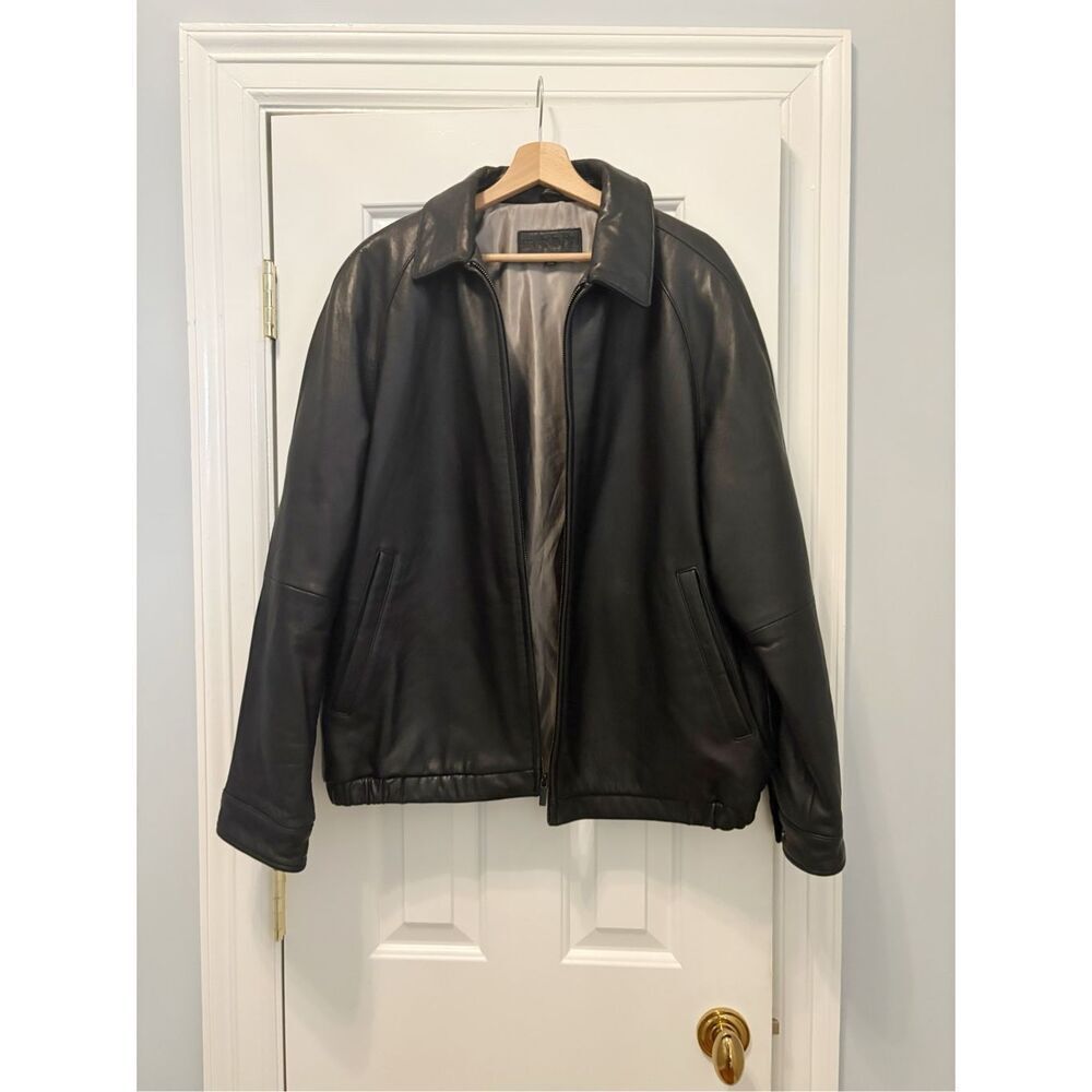 Brandini Mens Leather Bomber Jacket Size M